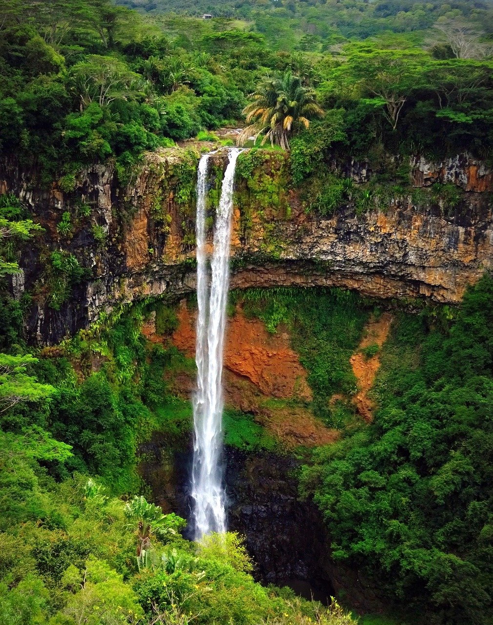 waterfall, mauritius, chamarel, flow, landscape, nature, jungle, water, hike, relaxation, rock, vacations, earth, mauritius, mauritius, mauritius, mauritius, mauritius